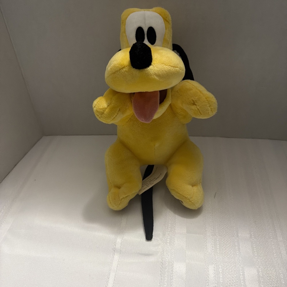 Vintage Disney Babies Pluto Plush Disney Parks Yellow Dog Green Collar Toy